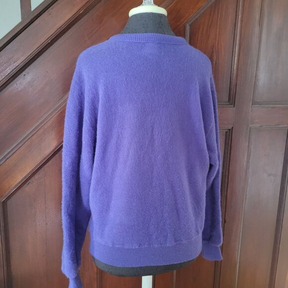Purple Acrylic Sweater With Embroidered Floral Design - Picture 4 of 6
